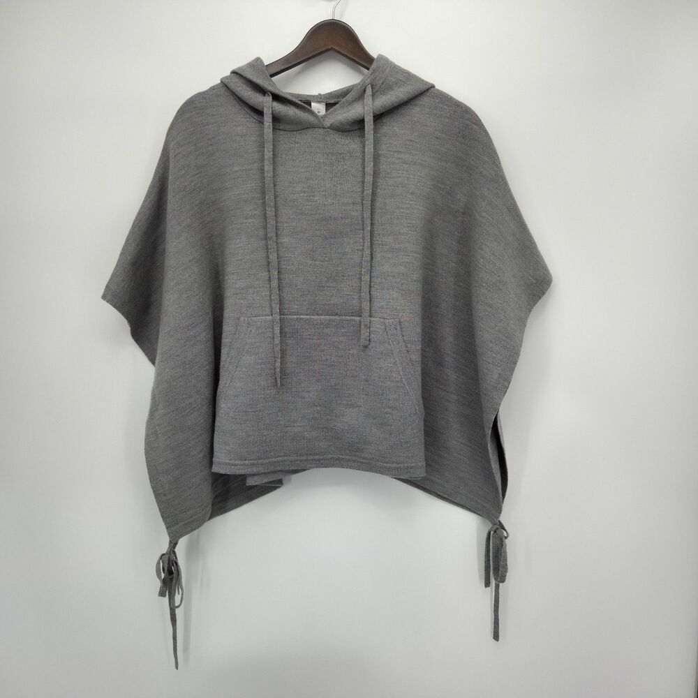 Lululemon All In A Day Hooded Poncho Sweater 100% Merino Wool Gray One Size - Picture 2 of 5